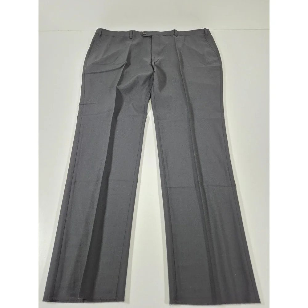 Giles & Jasper Dress Pants Mens 45x36 Black Wool Stretch Flat Front Modern Fit